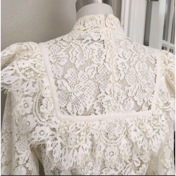 EUC Ganni Jerome Lace Peplum Ruffle Top 38 8 - Picture 6 of 7
